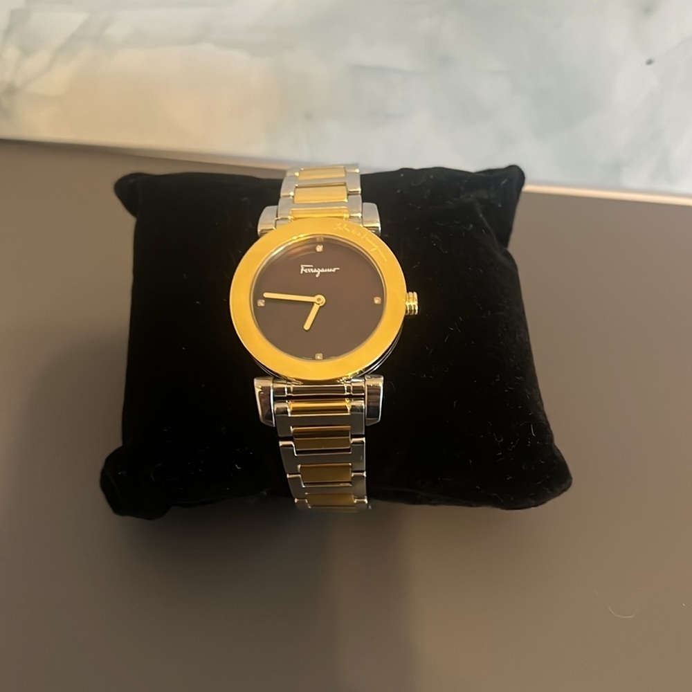 Salvatore Ferragamo Two-Tone Gold and Silver Women's Bracelet Watch - Gold Dial - Picture 6 of 15